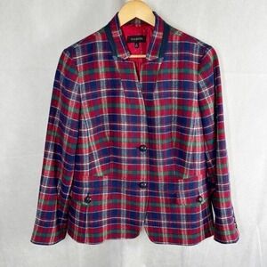 Talbots Wool Blend Royal Stewart Plaid Blazer w/ Pockets Size 16